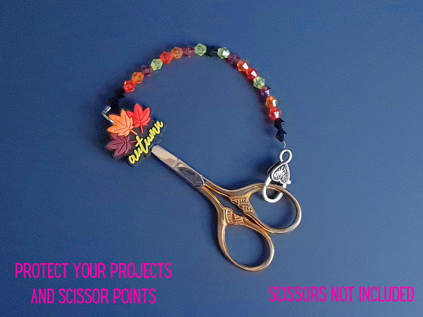 Autumn Leaves Scissor Fob with Protection Bead