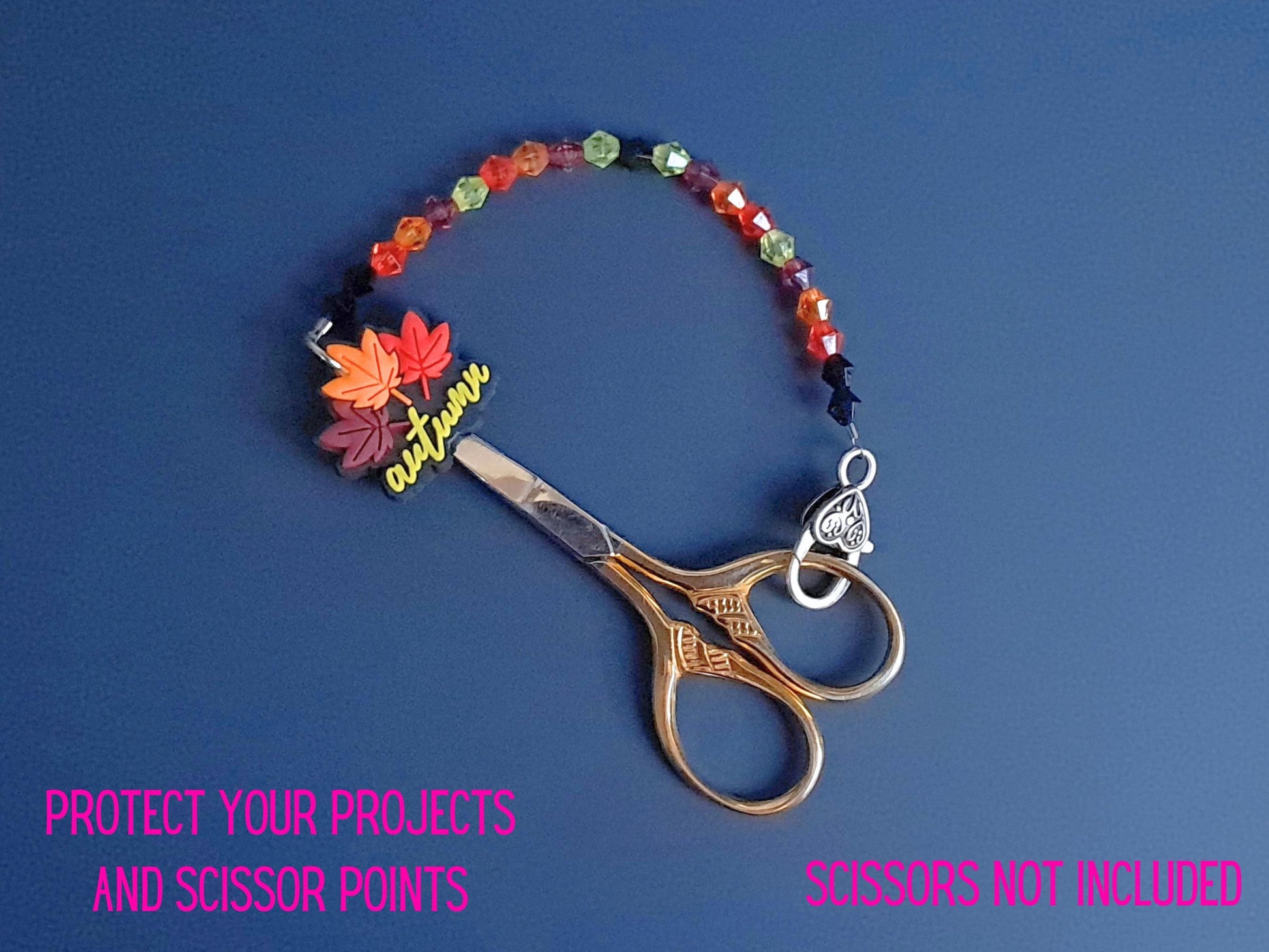 Autumn Leaves Scissor Fob with Protection Bead