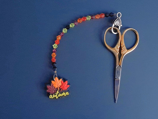 Autumn Leaves Scissor Fob with Protection Bead
