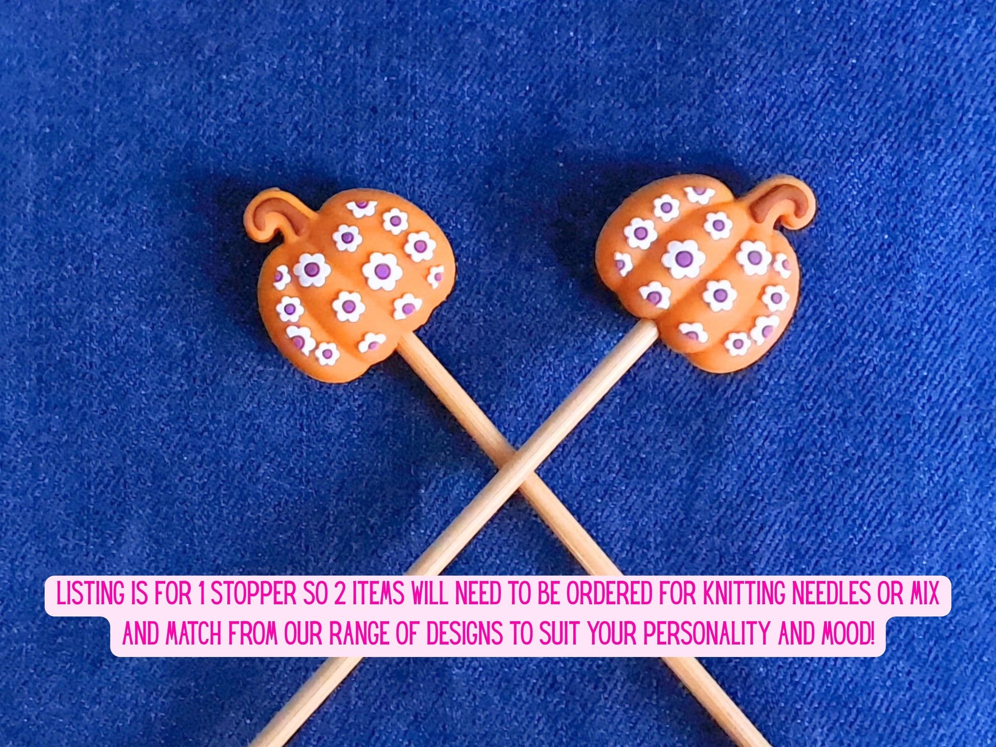 Sweet Pumpkin with Purple Flowers Stitch Stopper