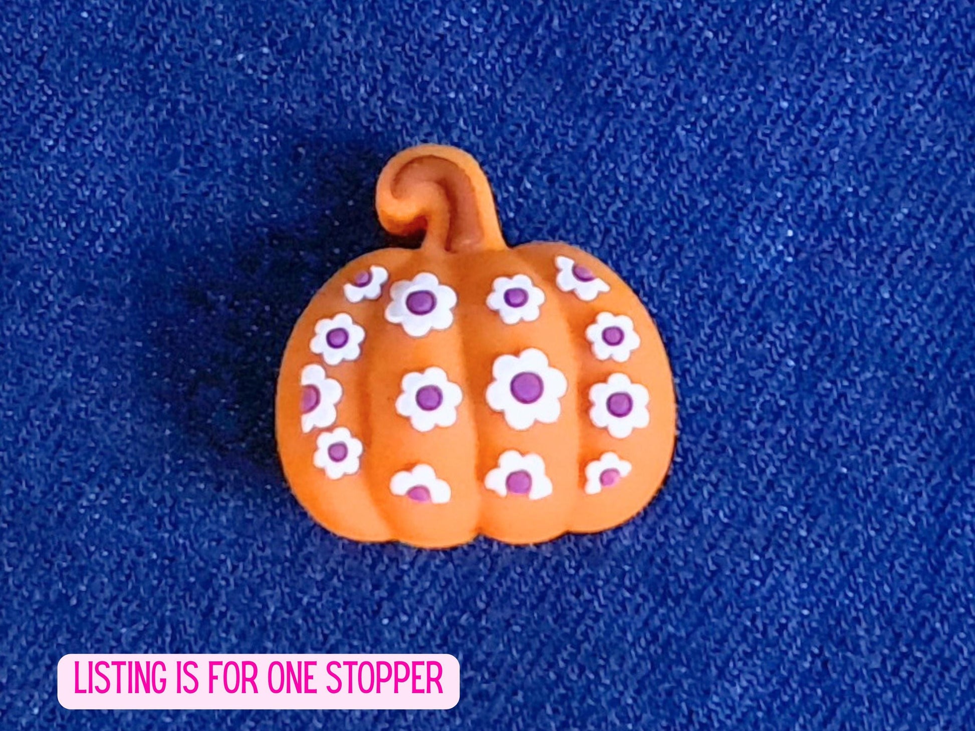 Sweet Pumpkin with Purple Flowers Stitch Stopper