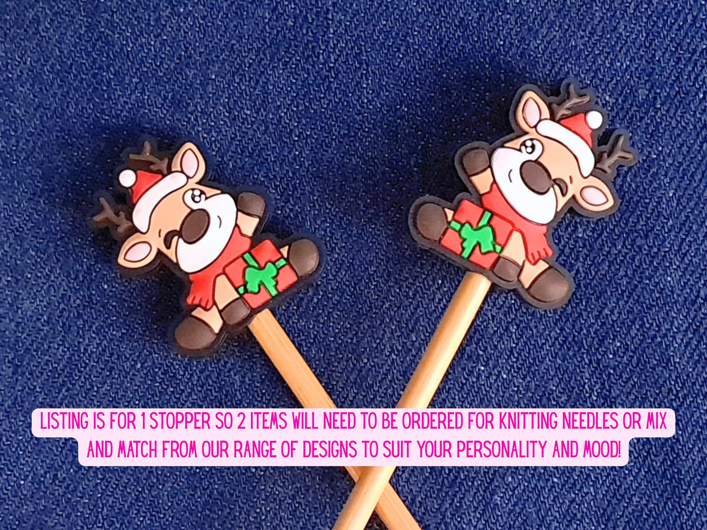 Cute Christmas Reindeer With Gift Stitch Stopper