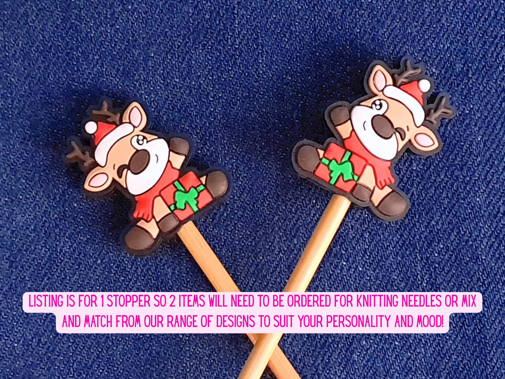 Cute Christmas Reindeer With Gift Stitch Stopper