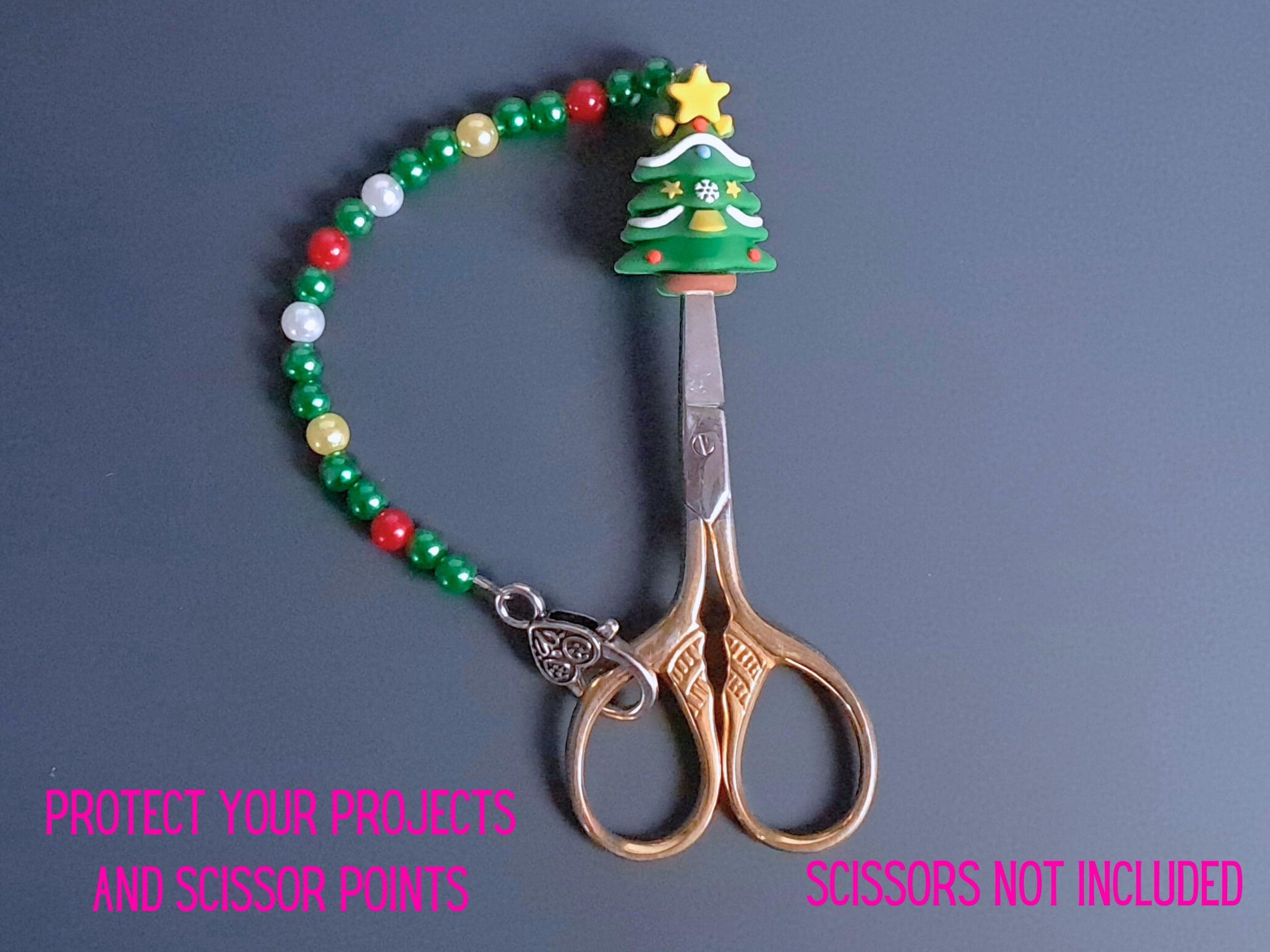 Christmas Tree Scissor Fob with Protection Bead