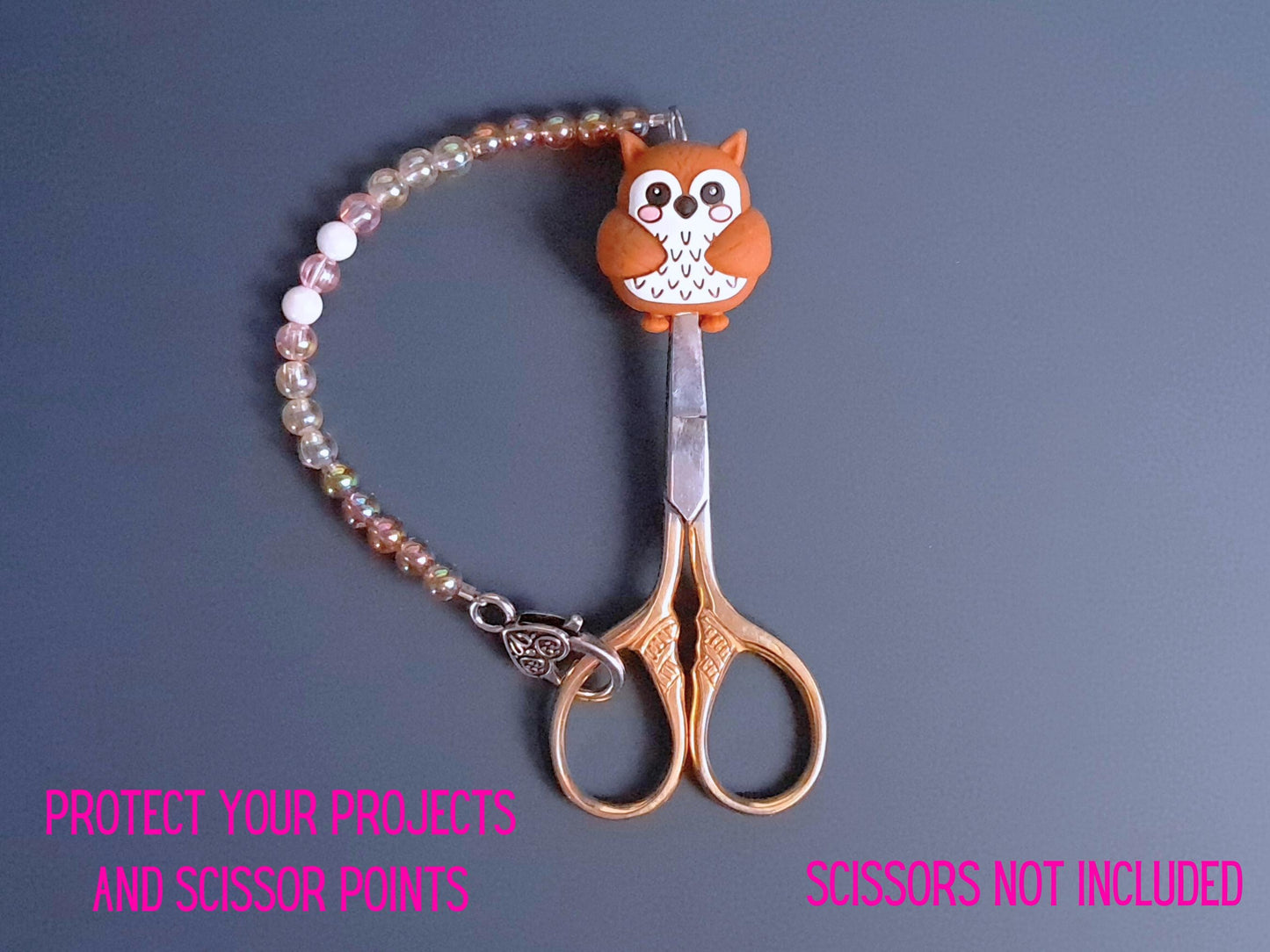 Cute Owl Scissor Fob with Protection Bead