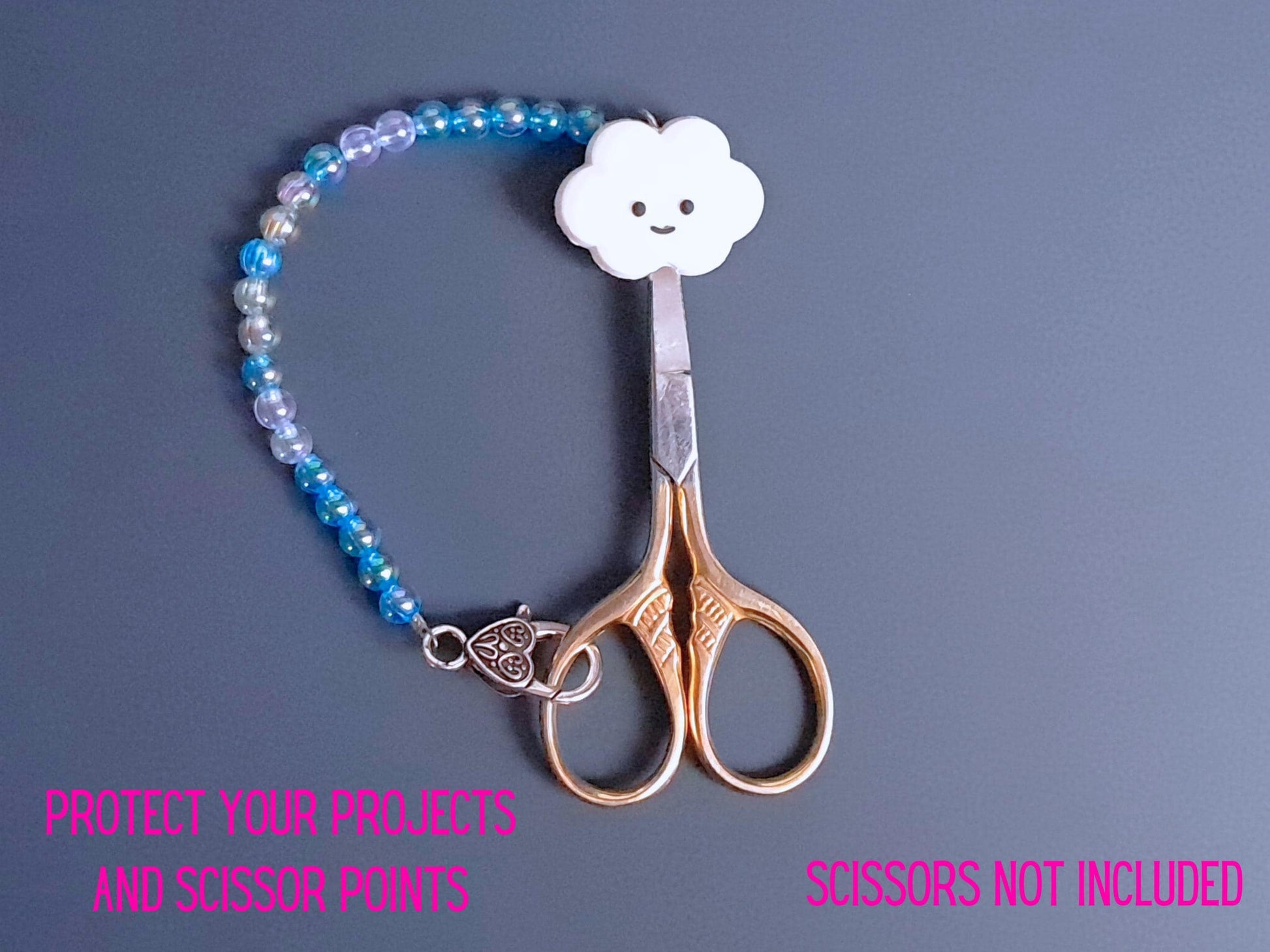 Smiling Cloud Scissor Fob with Protection Bead
