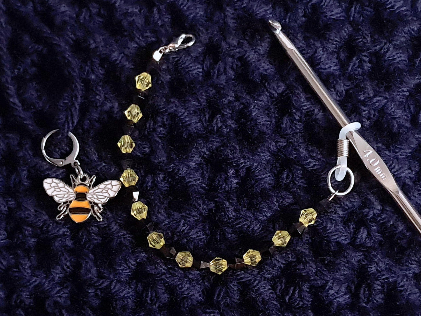 Bee Crochet Hook Keeper Stitch Marker Set