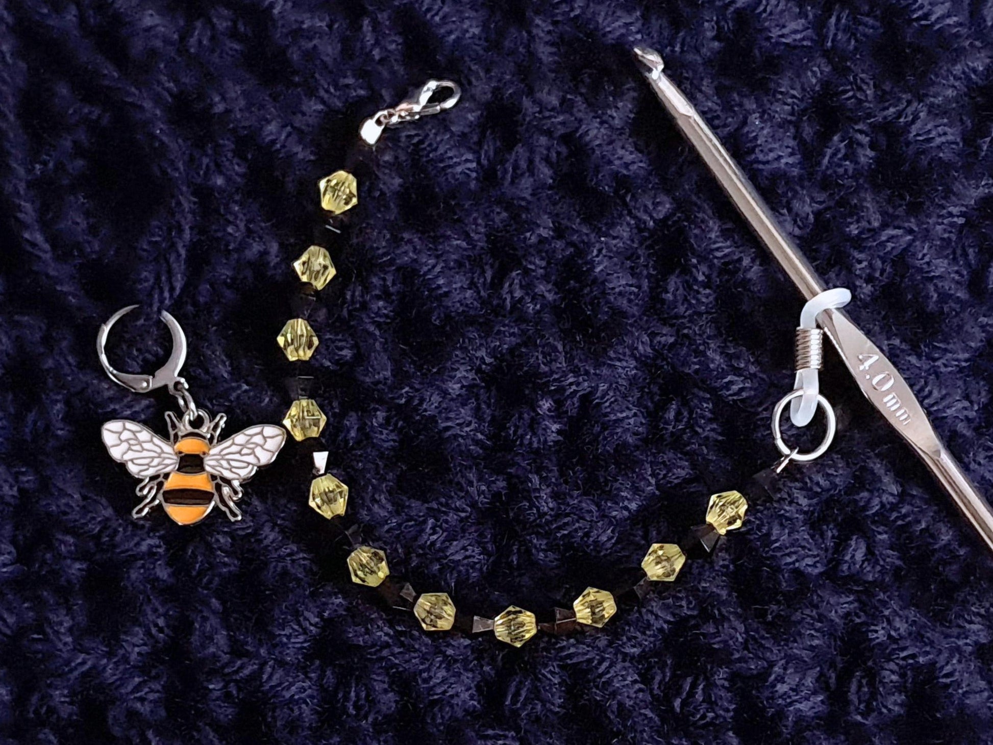 Bee Crochet Hook Keeper Stitch Marker Set