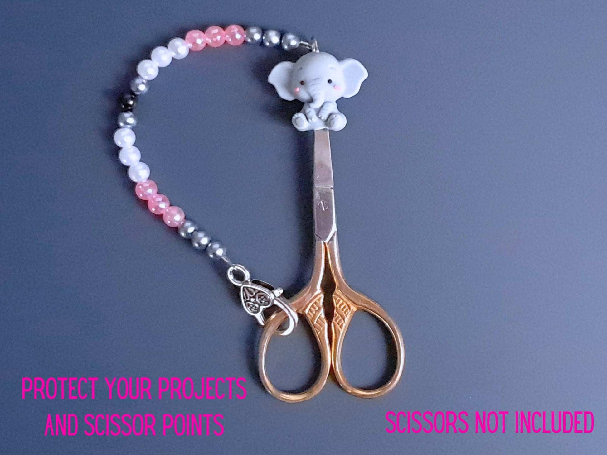 Cute Elephant Scissor Fob with Protection Bead