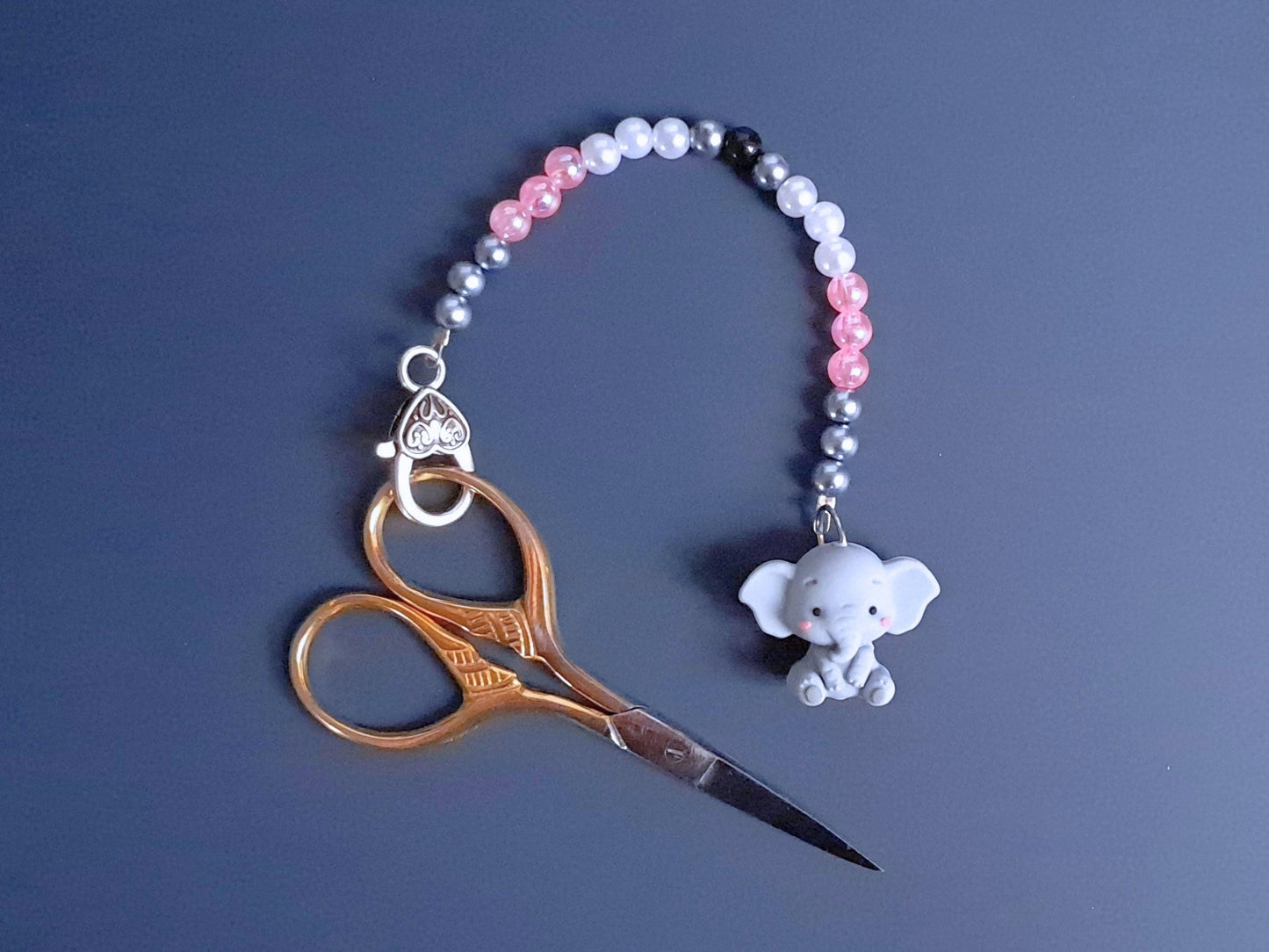 Cute Elephant Scissor Fob with Protection Bead