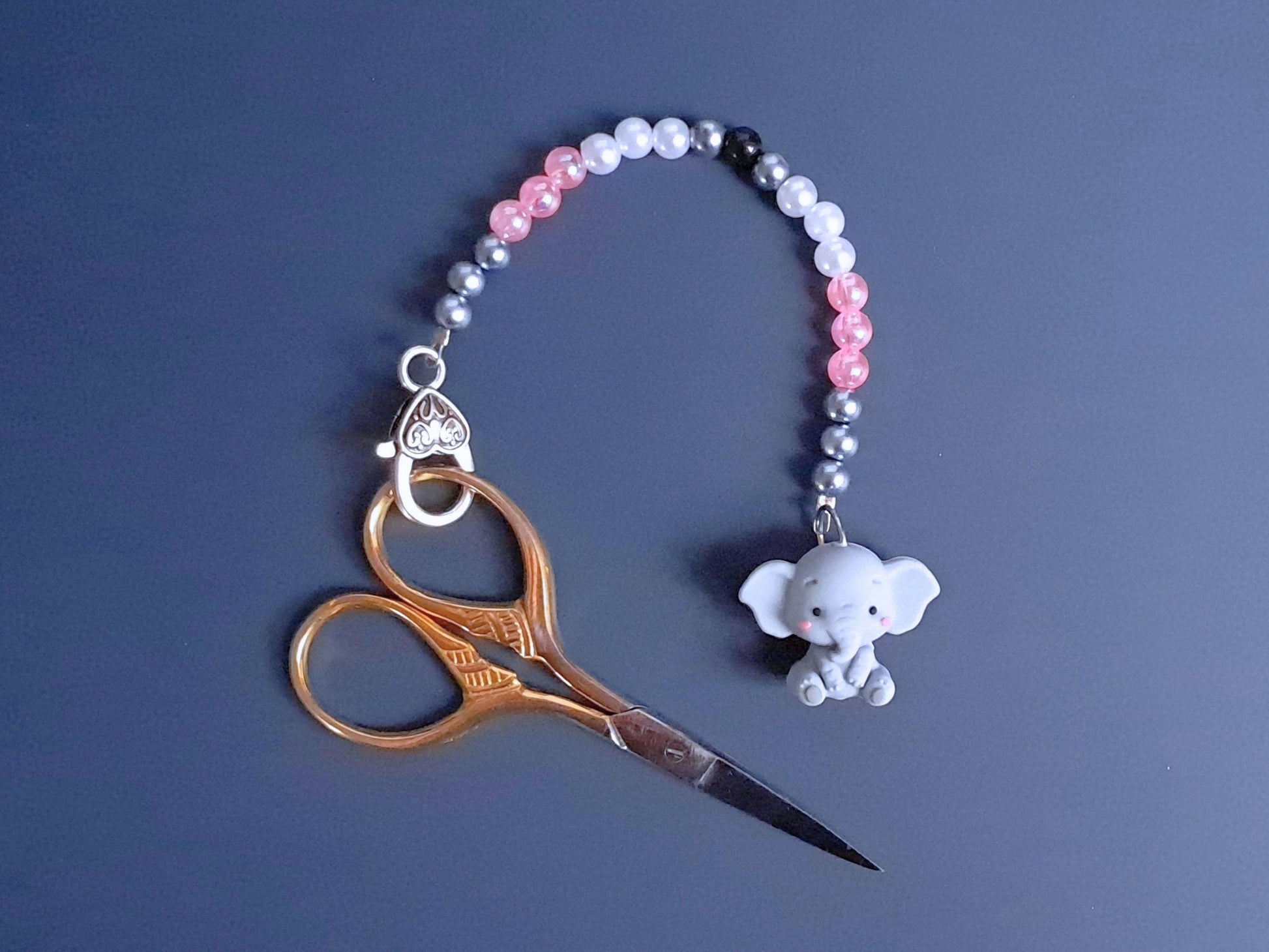 Cute Elephant Scissor Fob with Protection Bead