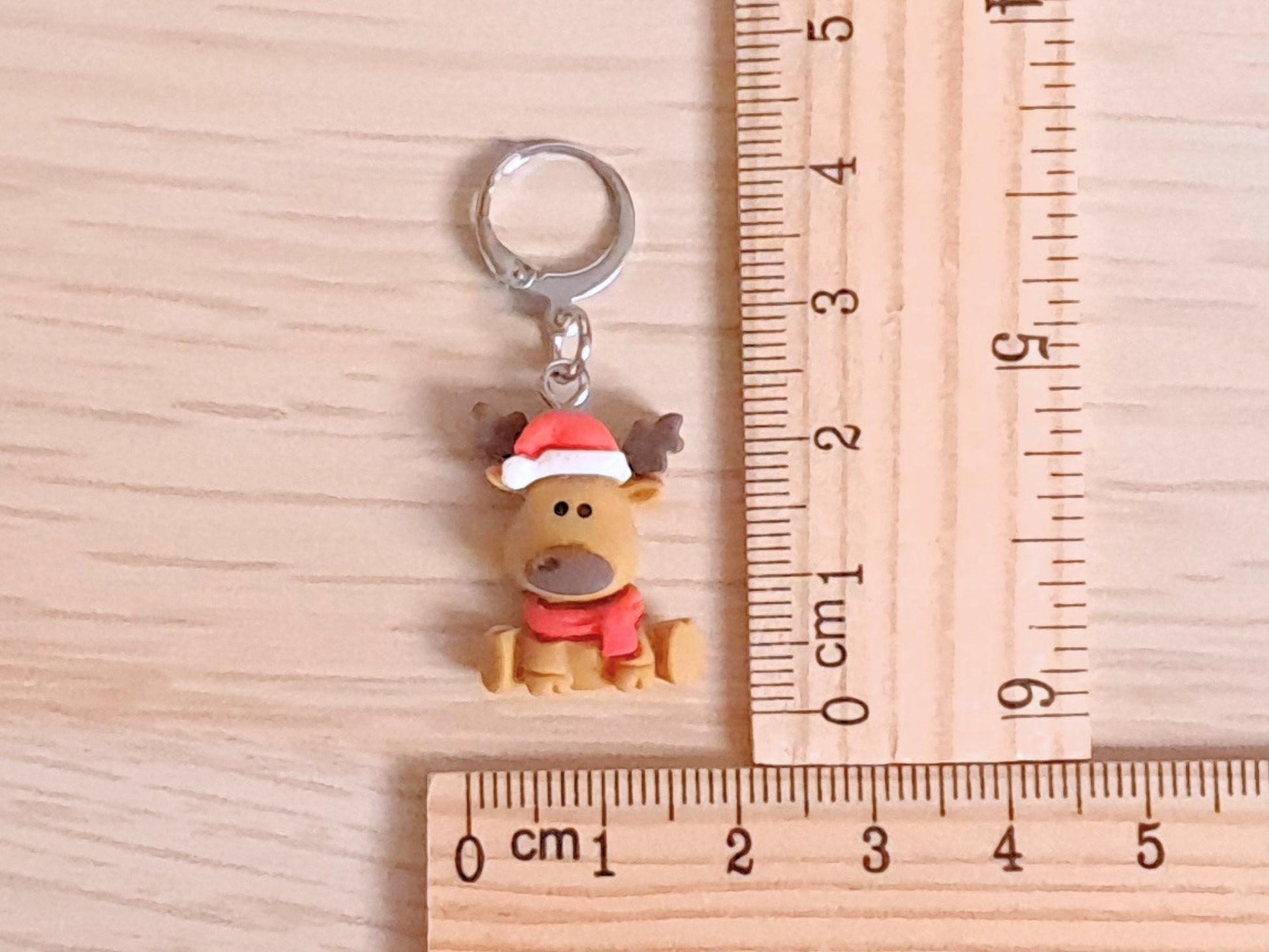 Reindeer In Santa Hat Stitch Marker
