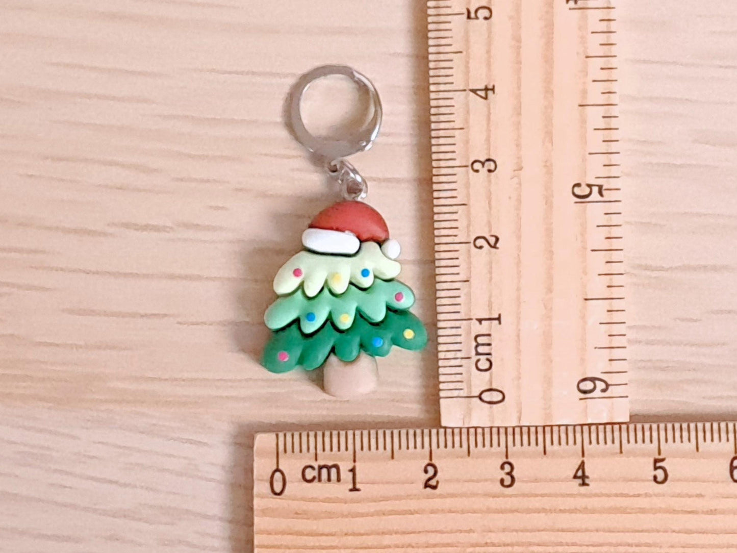 Christmas Tree With Santa Hat Stitch Marker