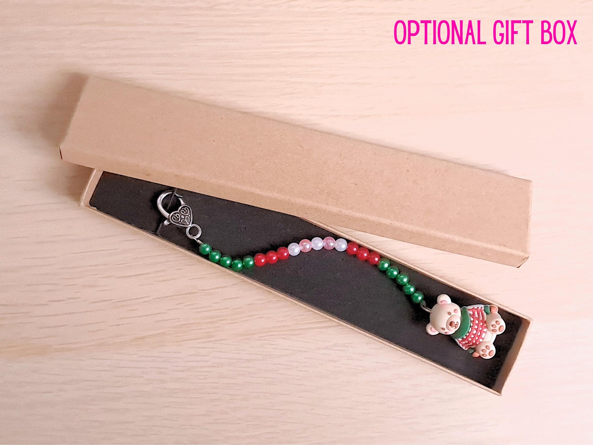 Christmas Jumper Teddy Scissor Fob and Protection Bead