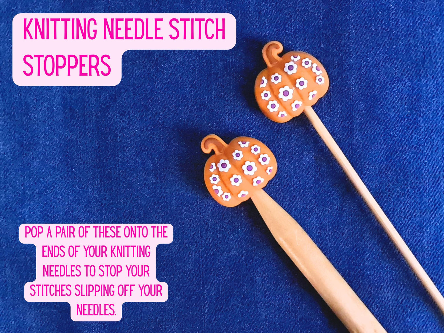 Sweet Pumpkin with Purple Flowers Stitch Stopper