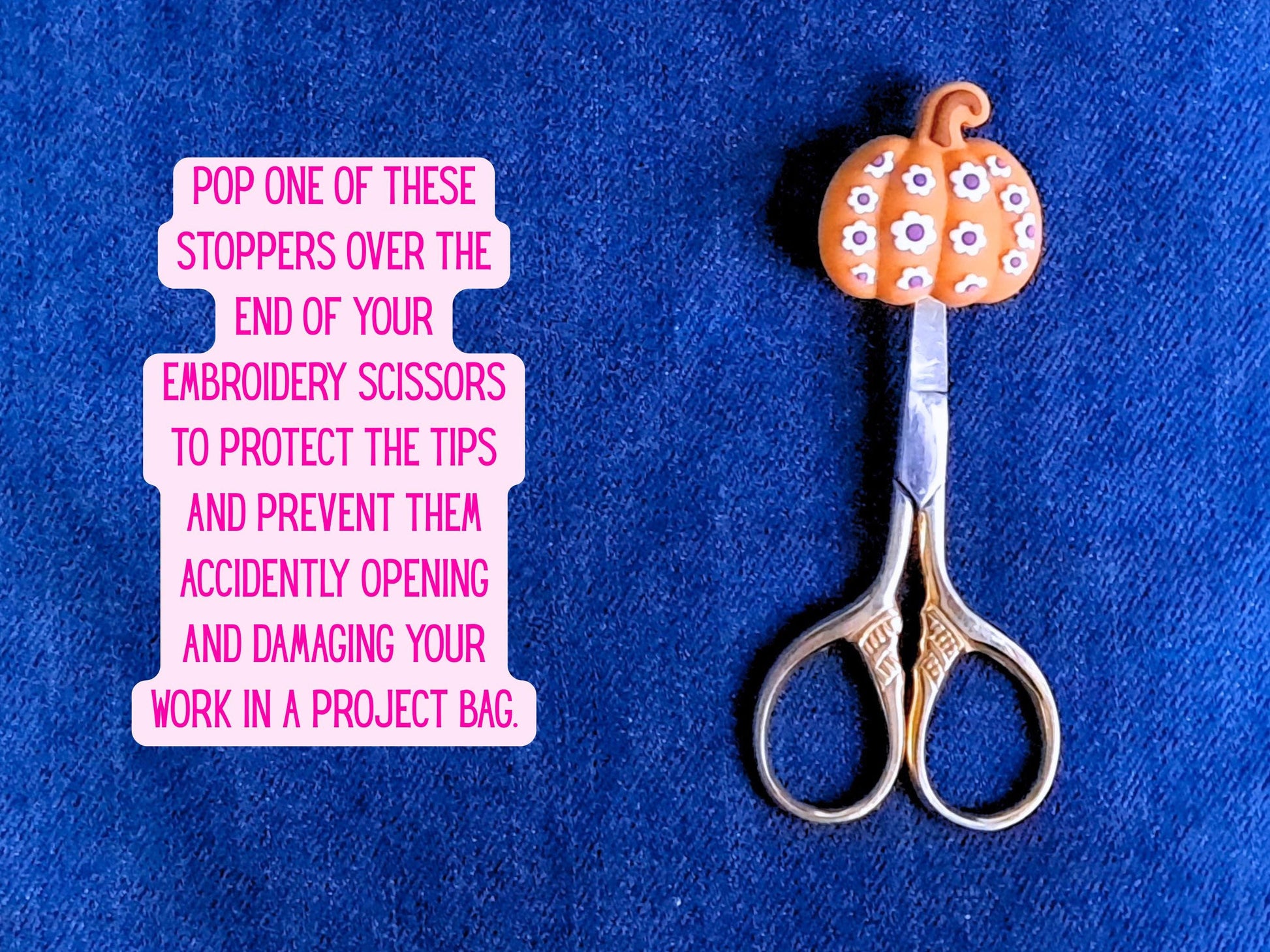 Sweet Pumpkin with Purple Flowers Stitch Stopper