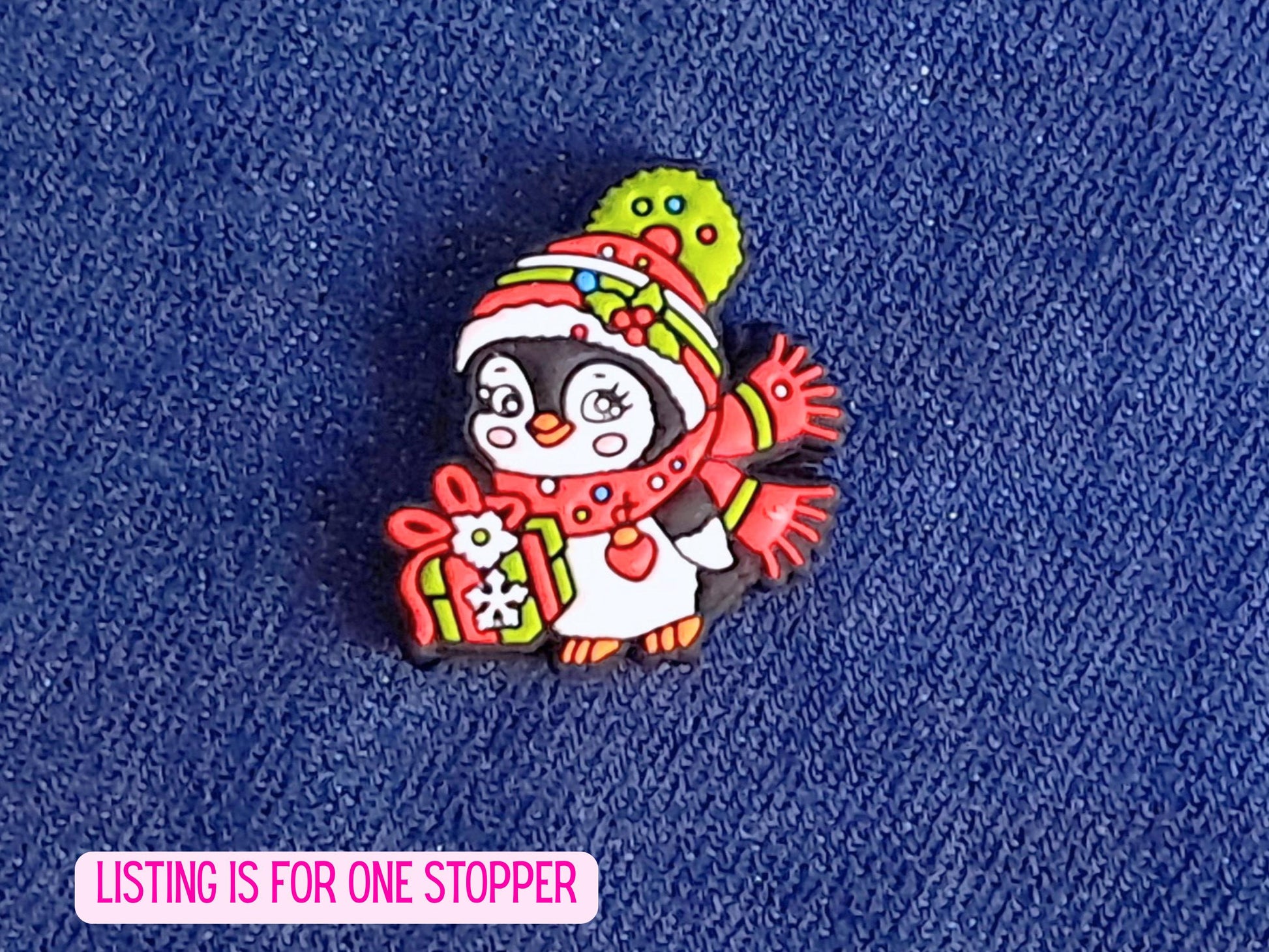 Cute Christmas Penguin With Gift Stitch Stopper