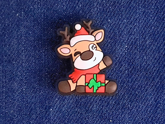 Cute Christmas Reindeer With Gift Stitch Stopper