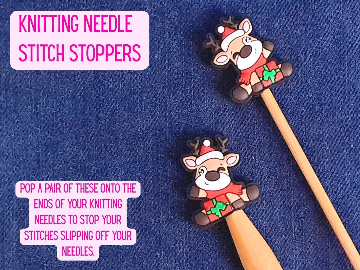Cute Christmas Reindeer With Gift Stitch Stopper