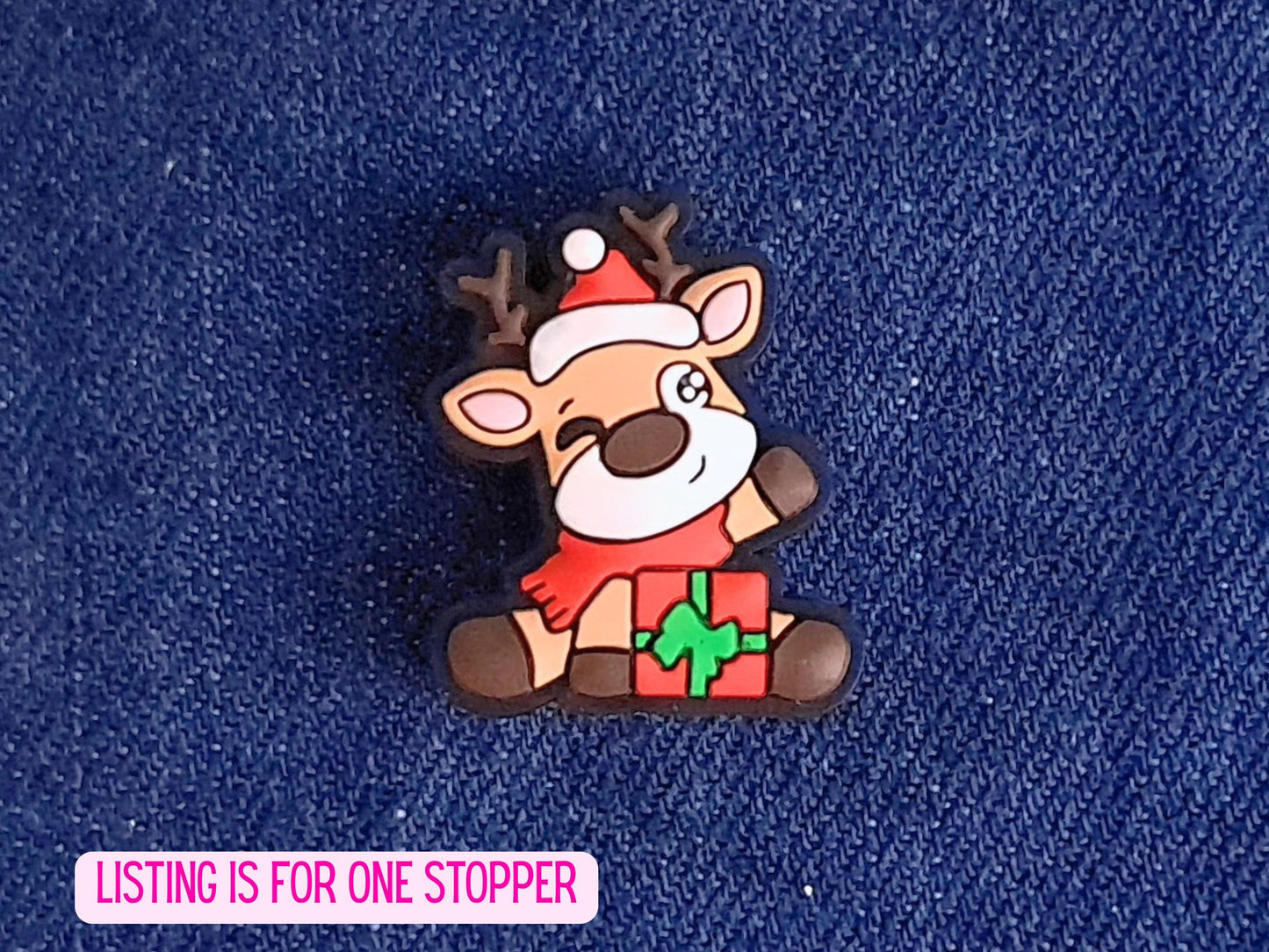 Cute Christmas Reindeer With Gift Stitch Stopper