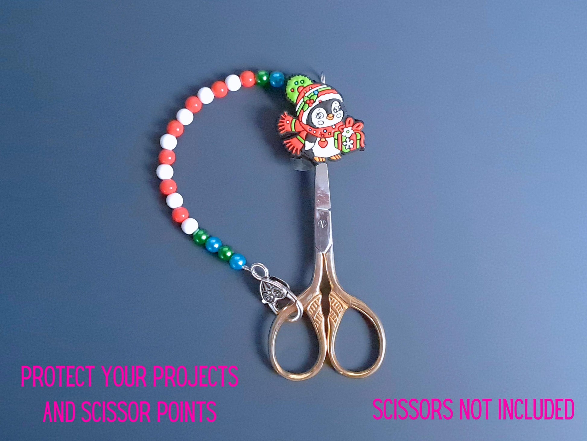 Christmas Penguin Scissor Fob with Protection Bead