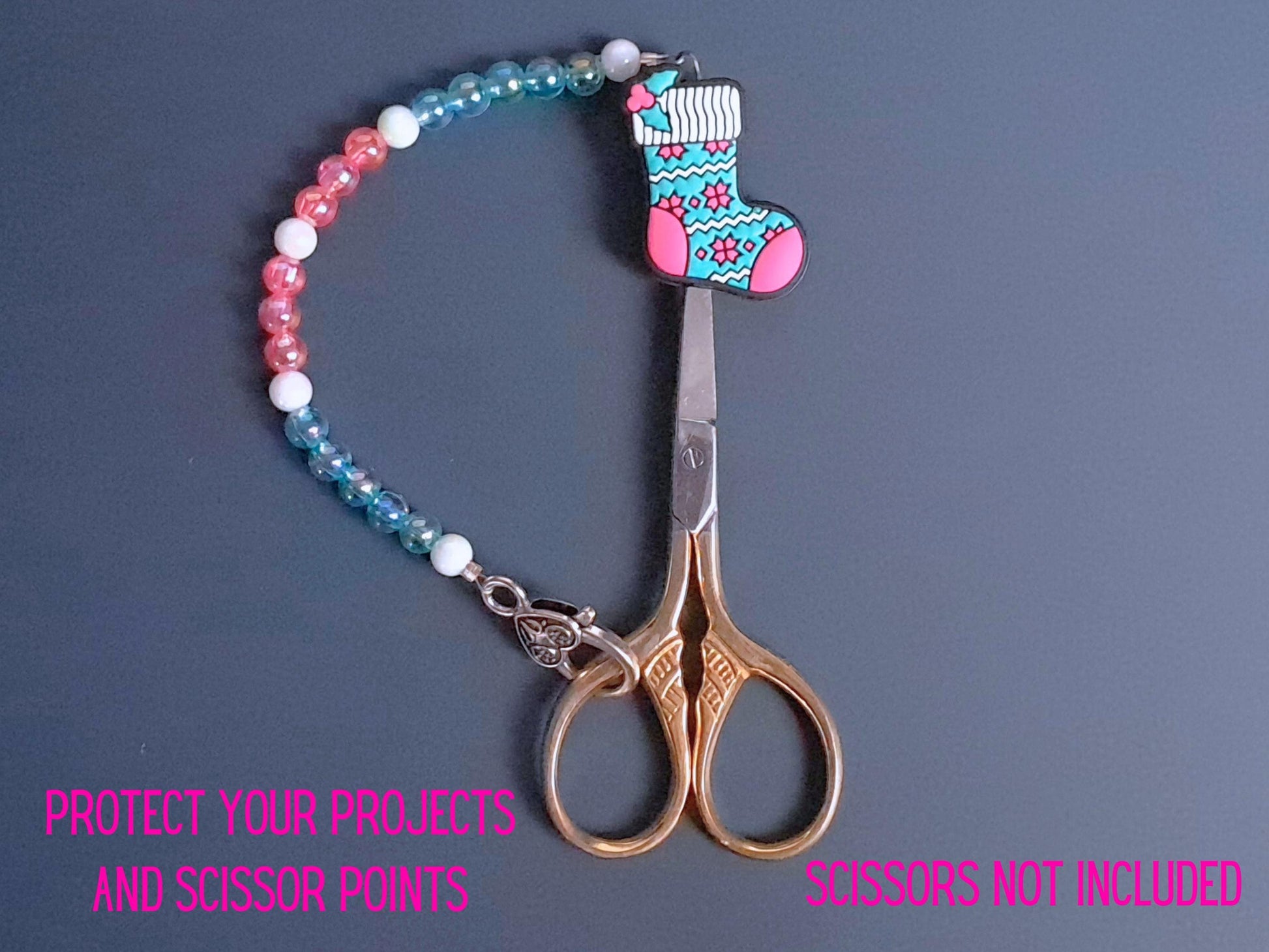 Christmas Stocking Scissor Fob with Protection Bead