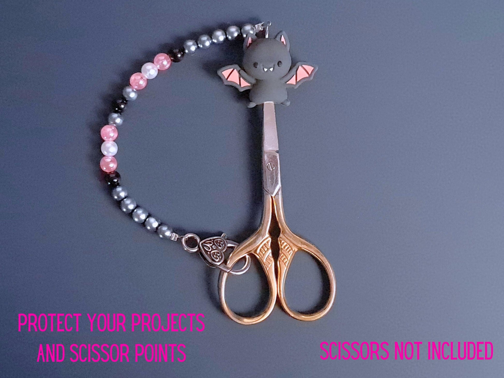 Cute Bat Scissor Fob with Protection Bead