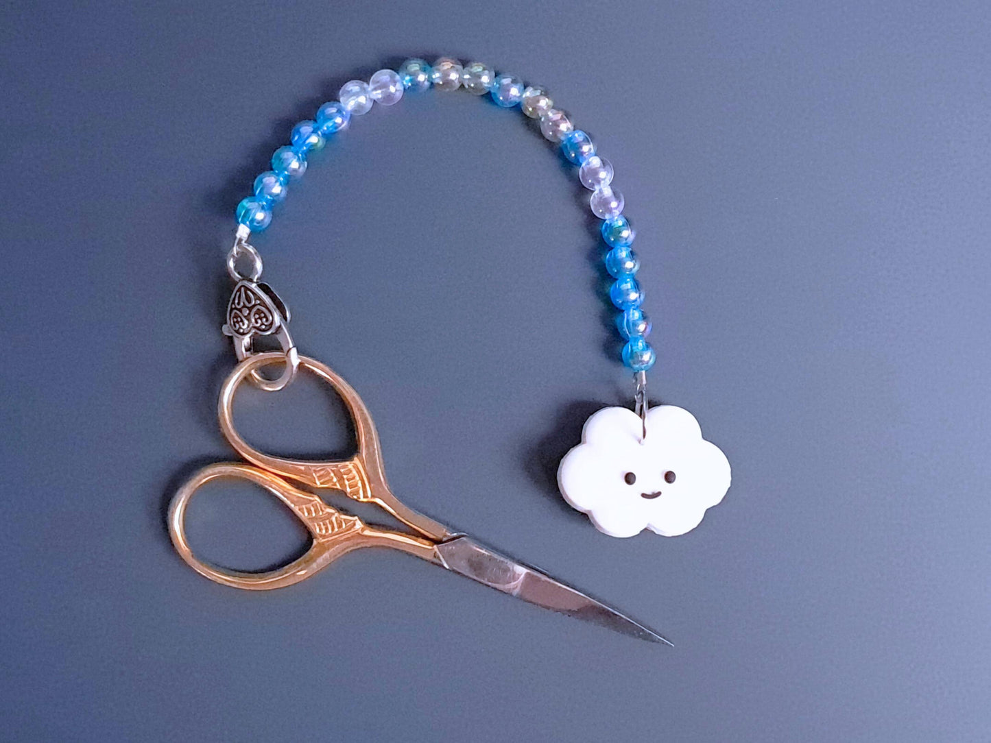Smiling Cloud Scissor Fob with Protection Bead