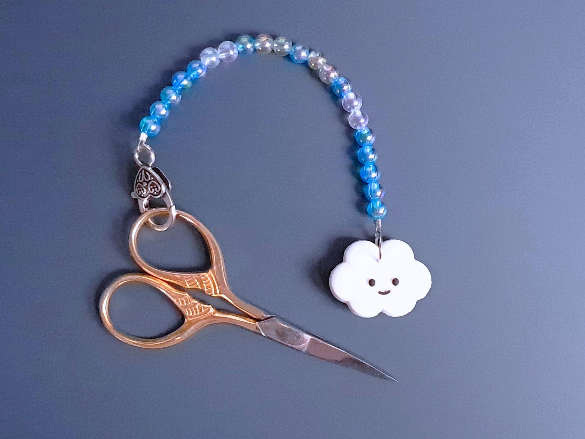Smiling Cloud Scissor Fob with Protection Bead