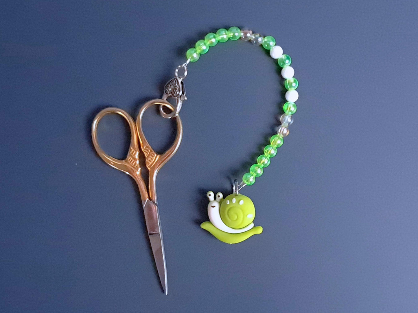 Spring Snail Scissor Fob with Protection Bead