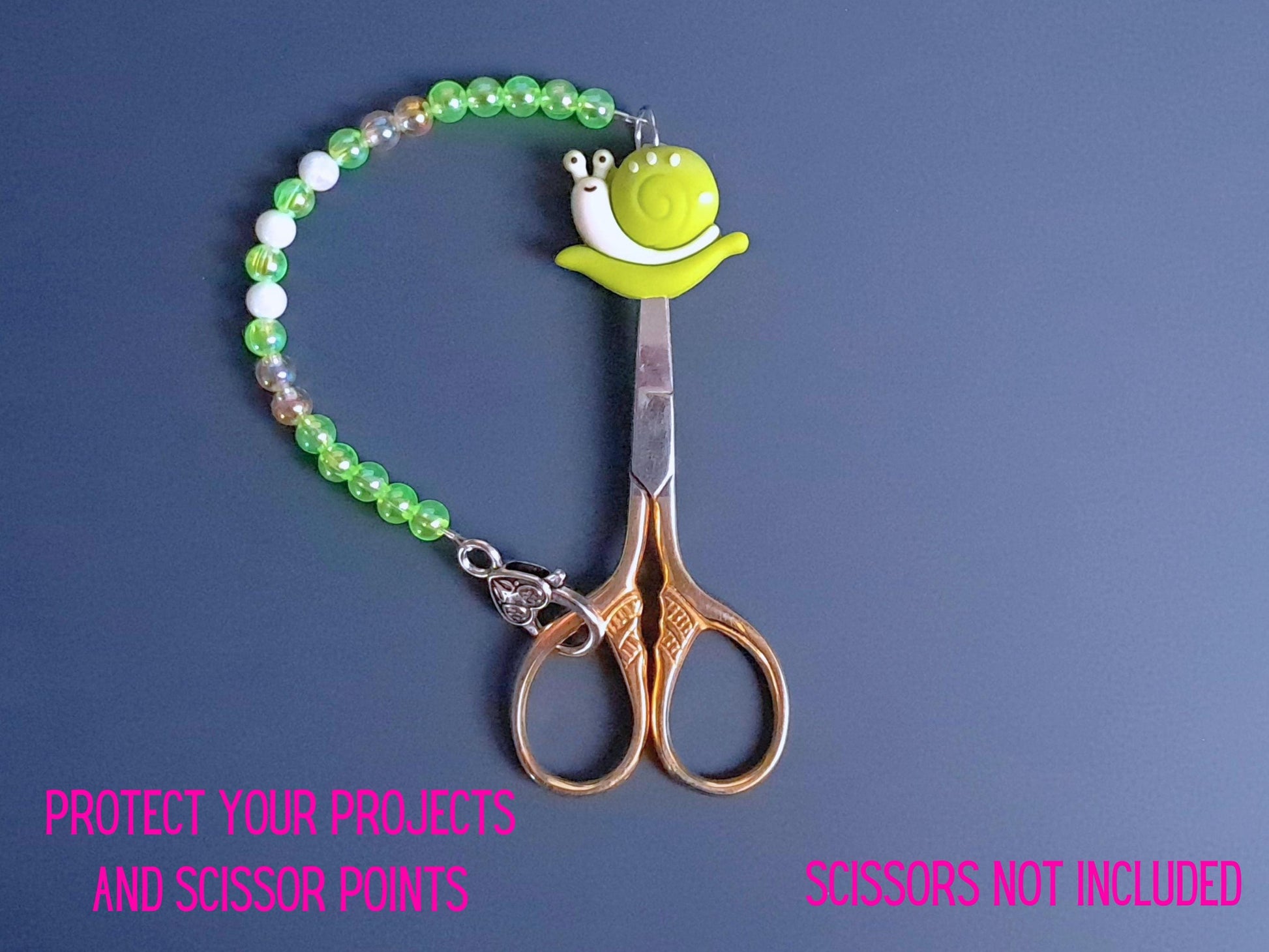 Spring Snail Scissor Fob with Protection Bead