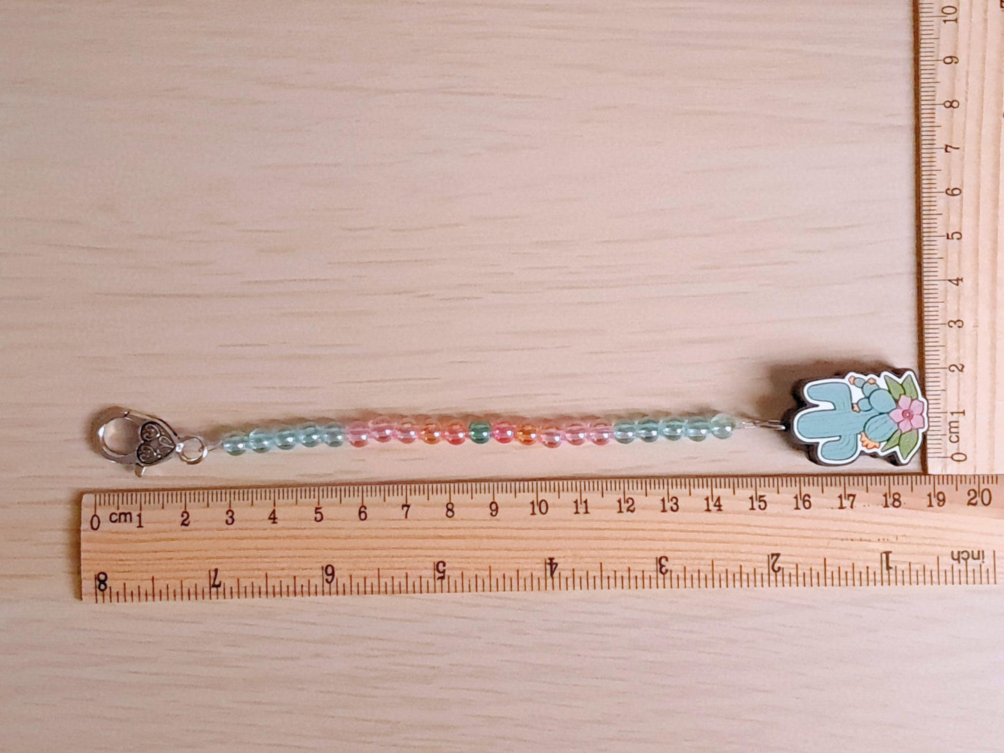Flowering Cactus Scissor Fob with Protection Bead, Scissor Keeper, Embroidery Sewing Crochet Knitting Notion, Project Bag, Crafter Gift