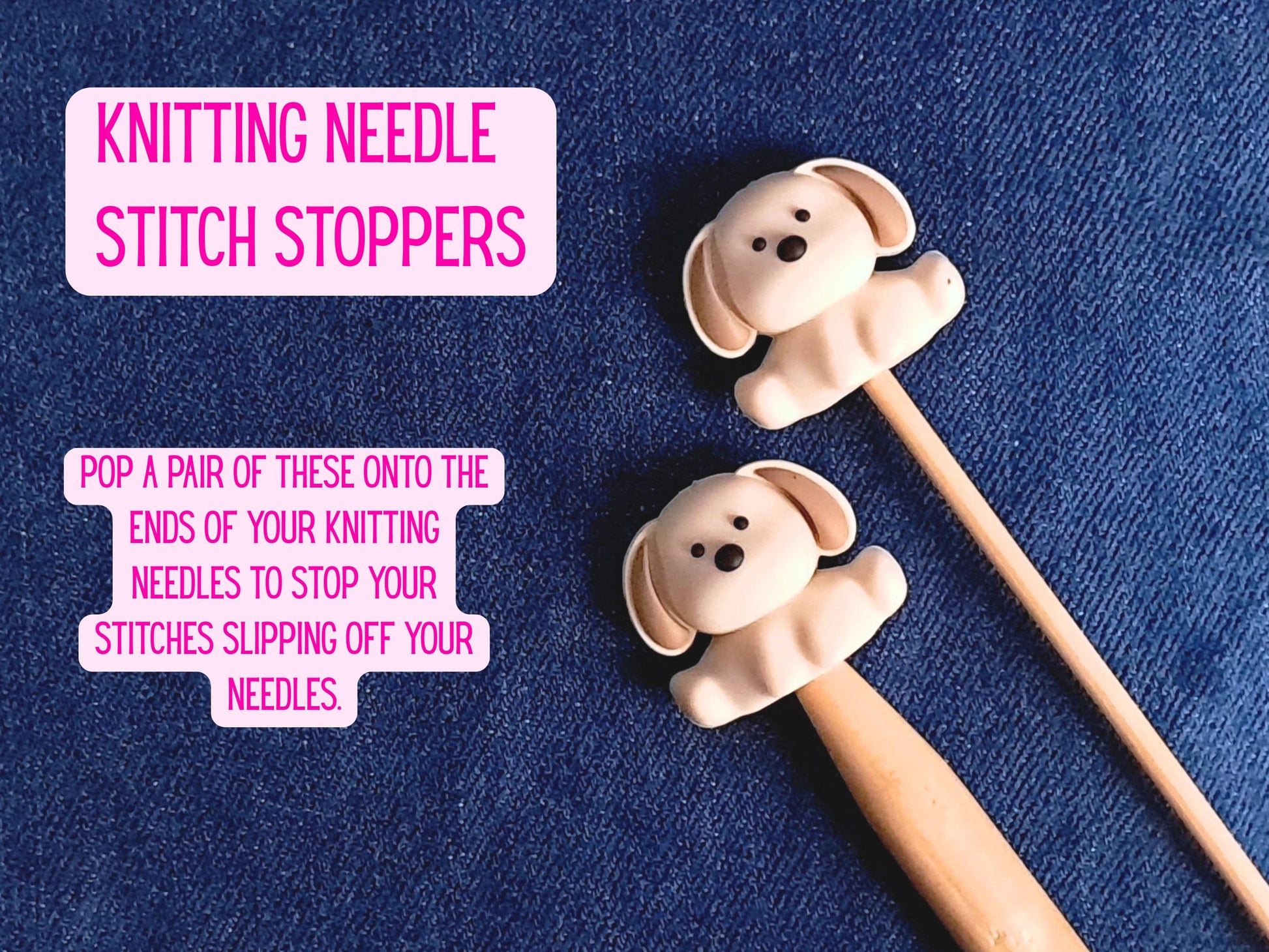 Cute Puppy Stitch Stopper, Floppy Ear Dog Scissor Tip Protector, Knitting Needle, Crochet Project Saver, WIP Bag Tool Notion Sewing