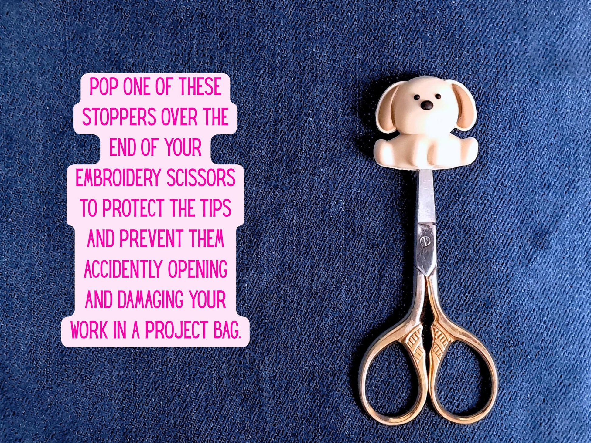 Cute Puppy Stitch Stopper, Floppy Ear Dog Scissor Tip Protector, Knitting Needle, Crochet Project Saver, WIP Bag Tool Notion Sewing