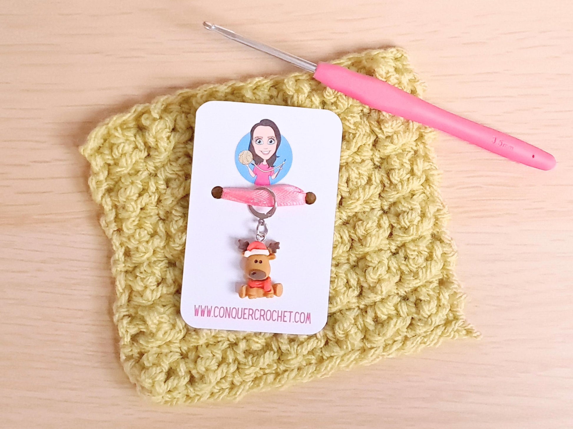 Reindeer In Santa Hat Stitch Marker
