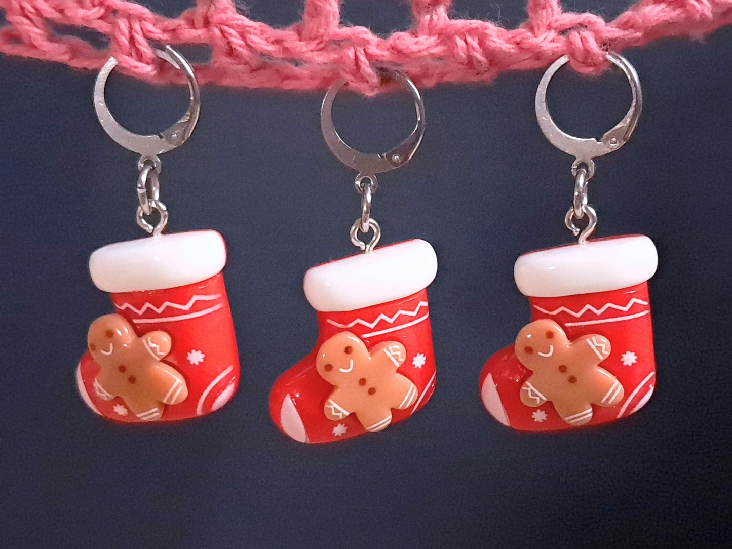 Christmas Stocking Gingerbread Man Stitch Marker