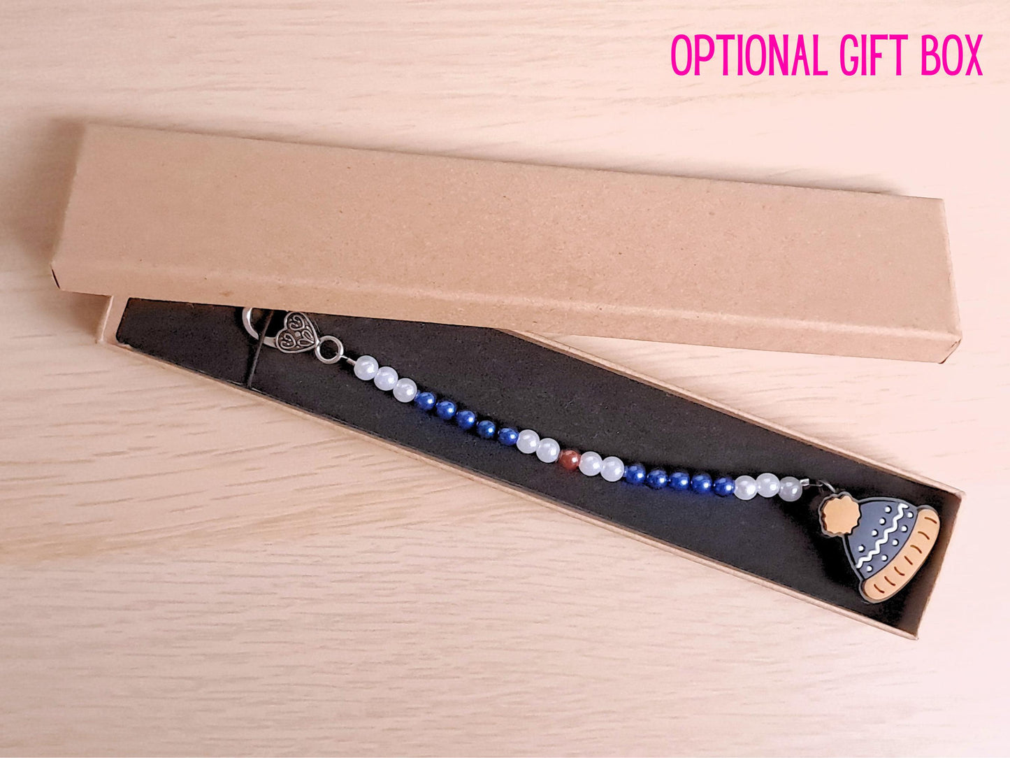 Bobble Hat Beaded Scissor Fob with Protection Bead