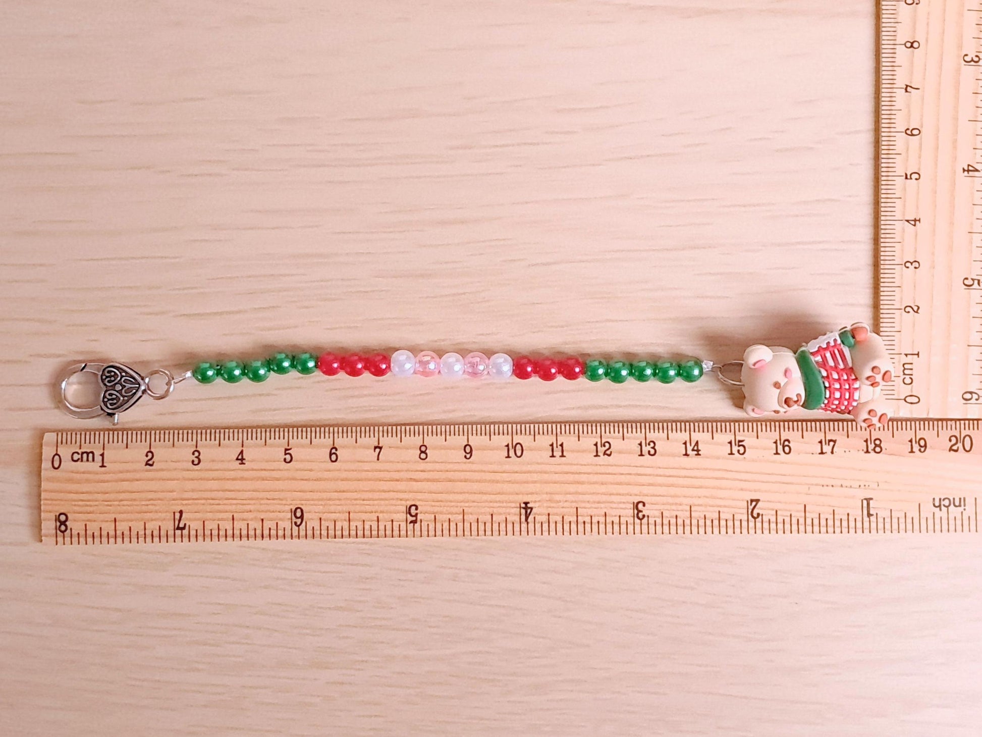 Christmas Jumper Teddy Scissor Fob and Protection Bead
