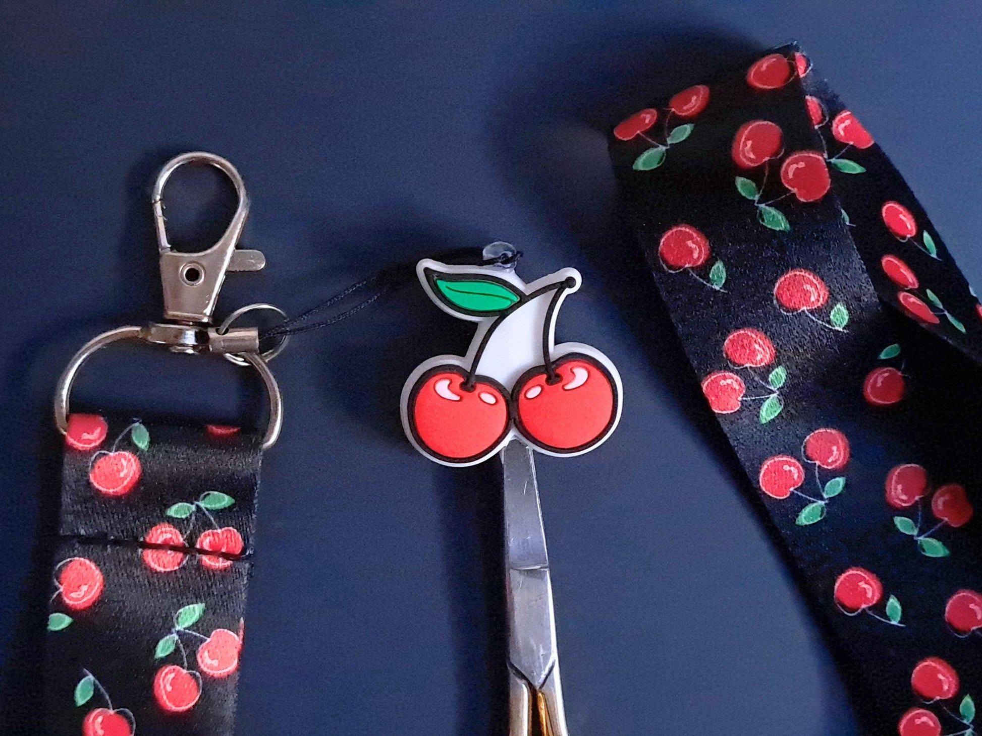 Cherry Lanyard Scissor Protector Set, Crochet Knitting Embroidery Quilting Sewing Accessory Supplies, Crafter Gift Set, Lobster Clasp
