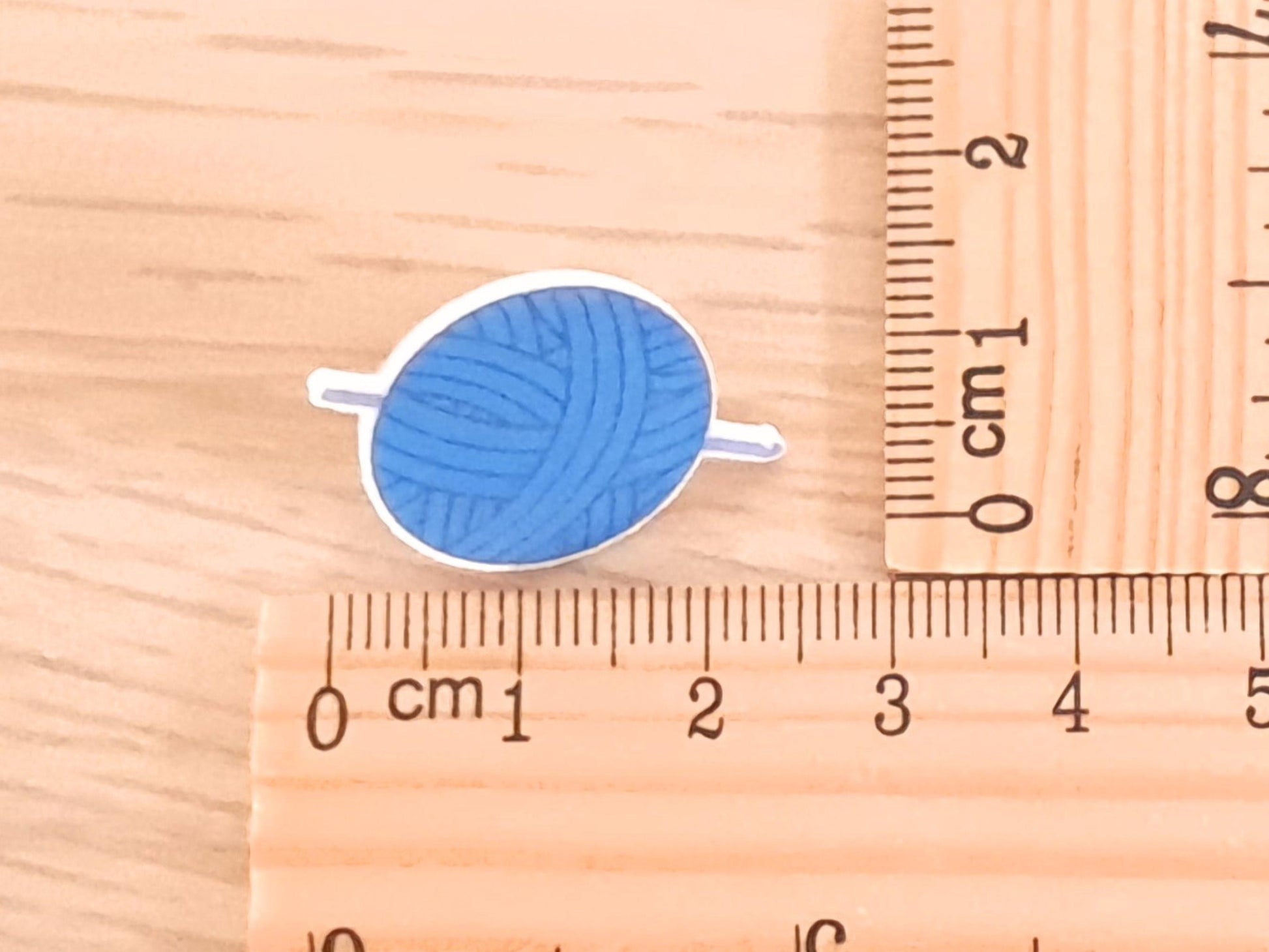 Hook And Yarn Pin Badge, Crocheter WIP Bag Accessory, Blue Crafter Brooch, Fibre Artist Button, Knitter Gift