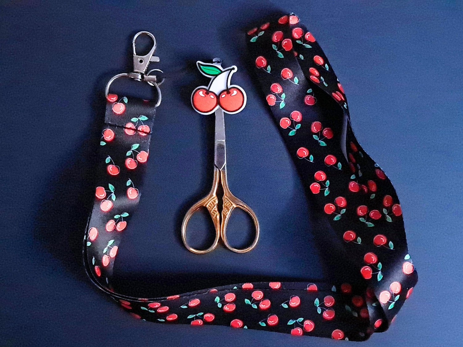 Cherry Lanyard Scissor Protector Set, Crochet Knitting Embroidery Quilting Sewing Accessory Supplies, Crafter Gift Set, Lobster Clasp