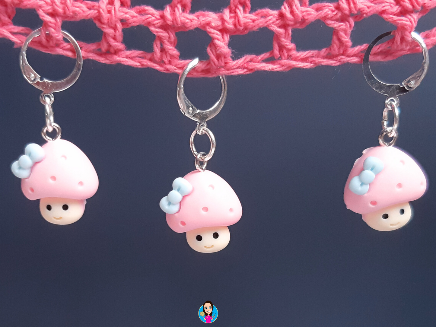 Pink Mushroom Kawaii Stitch Marker