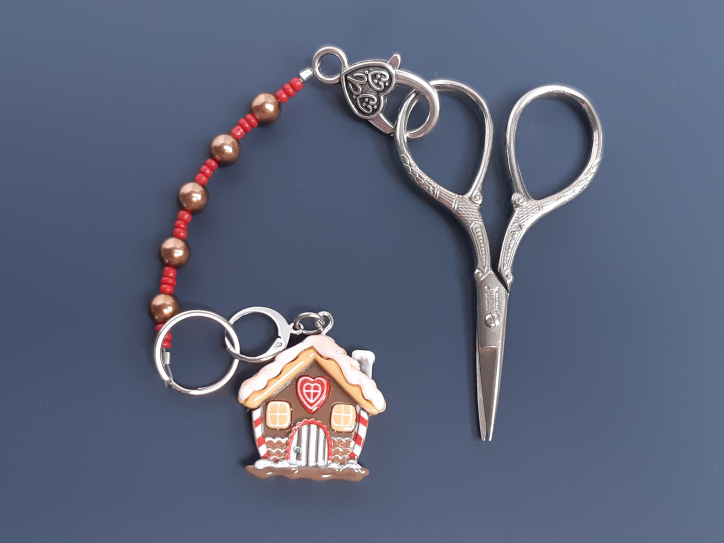 Gingerbread House Scissor Fob and Stitch Markers Set