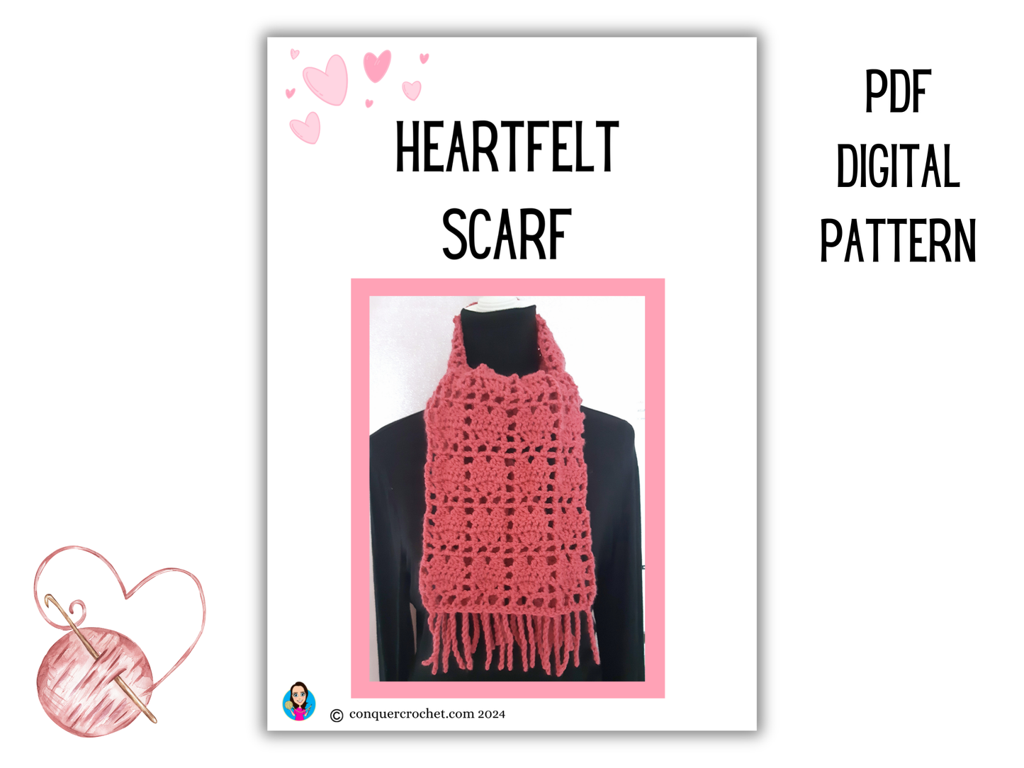 Heartfelt Scarf Crochet Pdf Pattern