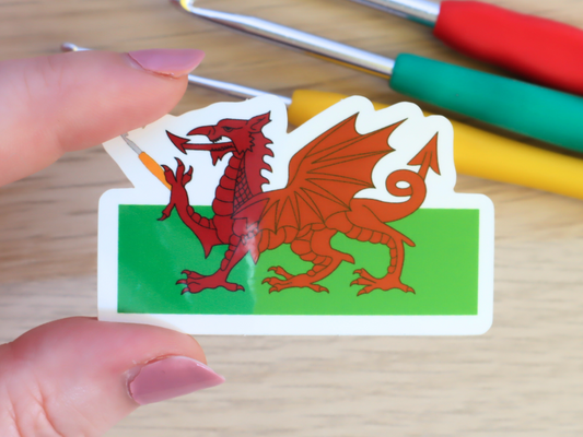 Welsh Dragon Crochet Hook - Glossy Sticker