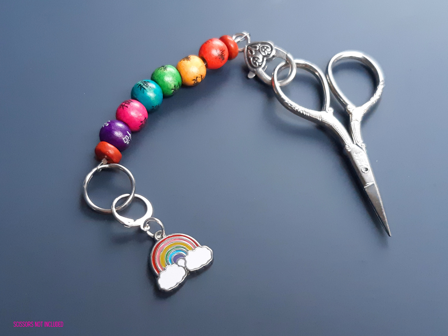 Rainbow Scissor Fob and Stitch Marker Set