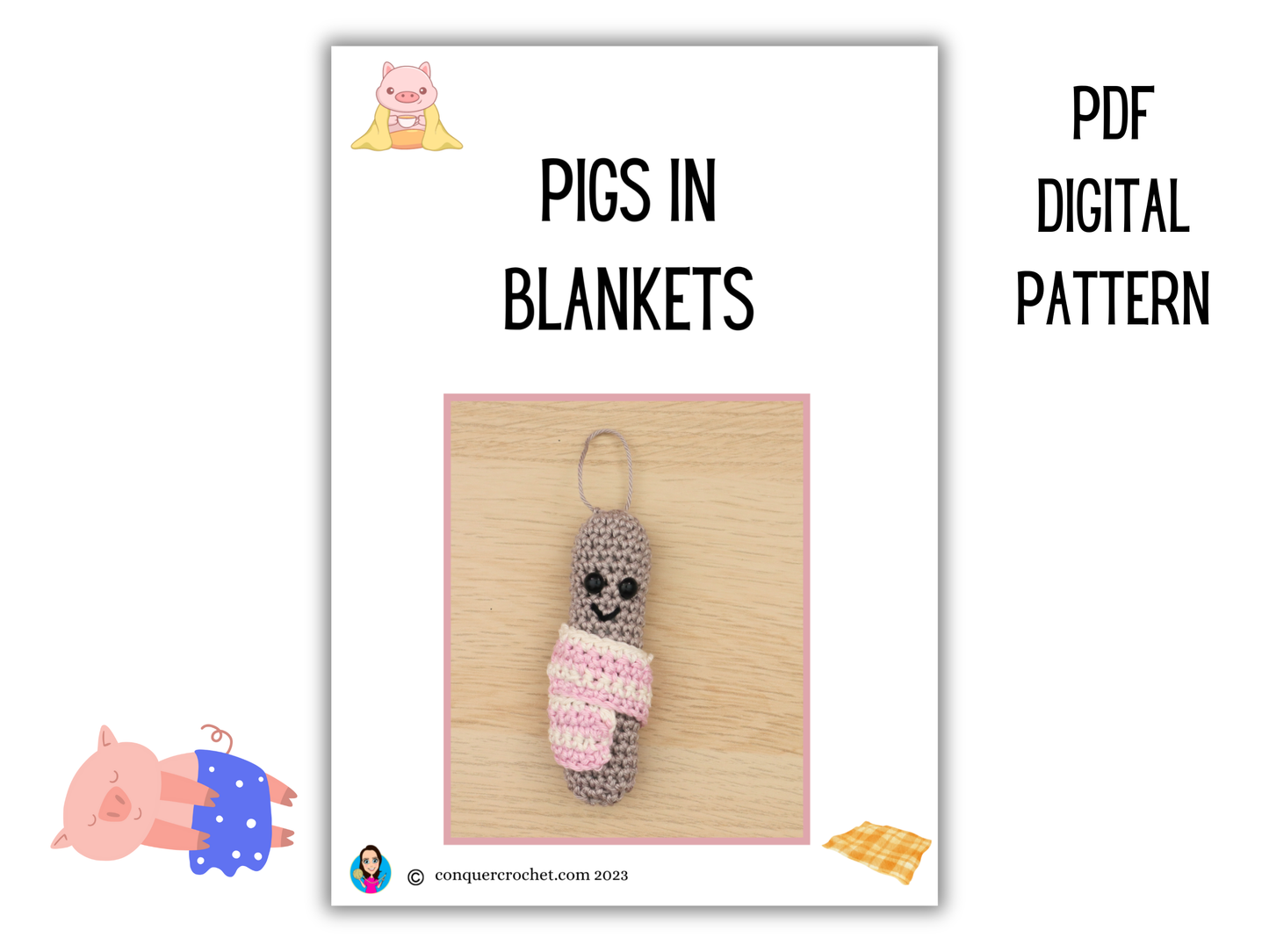 Pigs in Blankets Amigurumi Kawaii Crochet Pattern