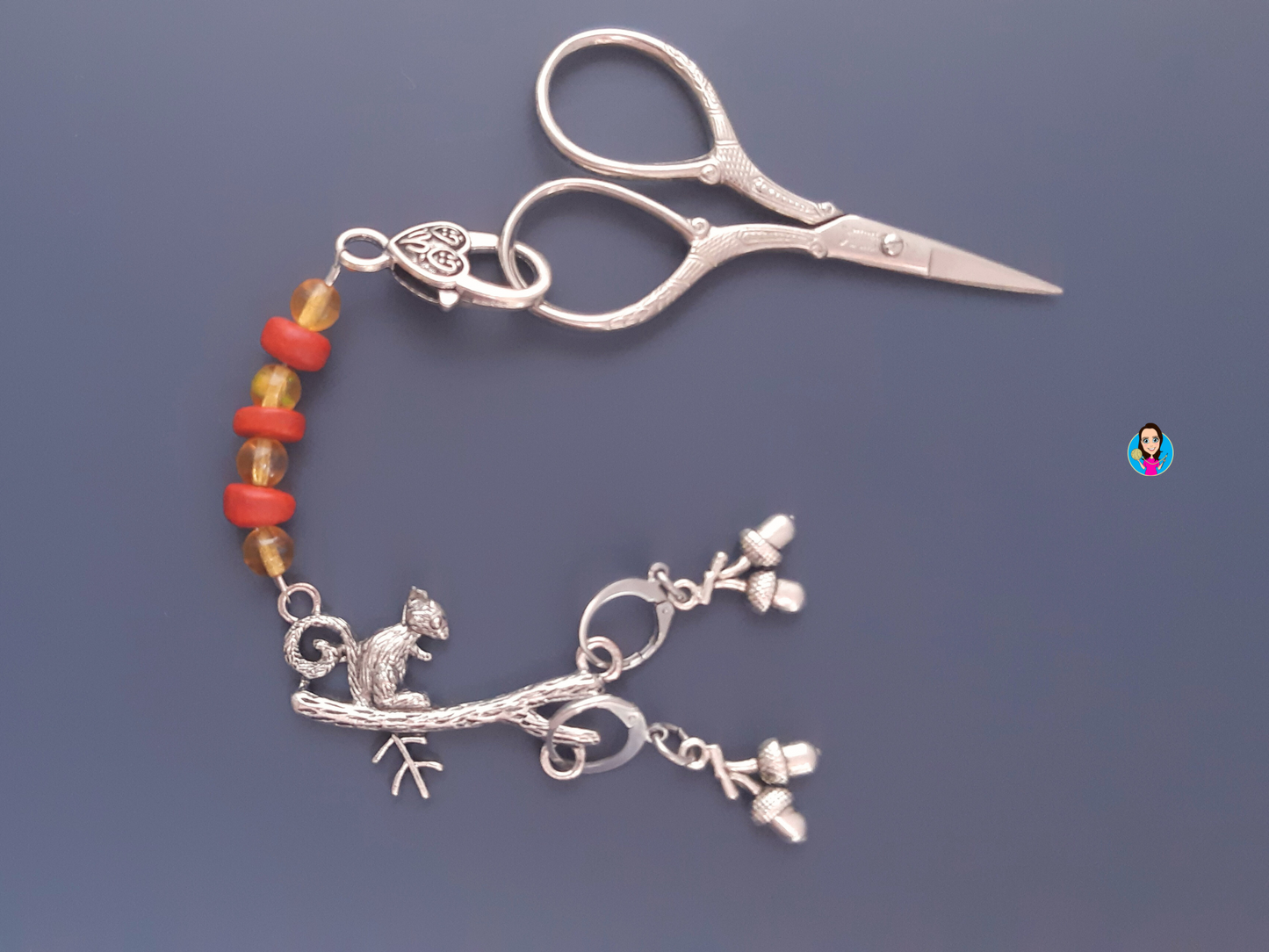 Squirrel Scissor Fob and Stitch Markers Set