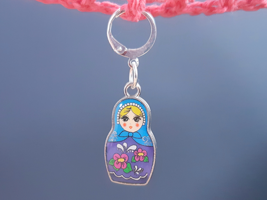 Babooshka Stitch Marker (blue)