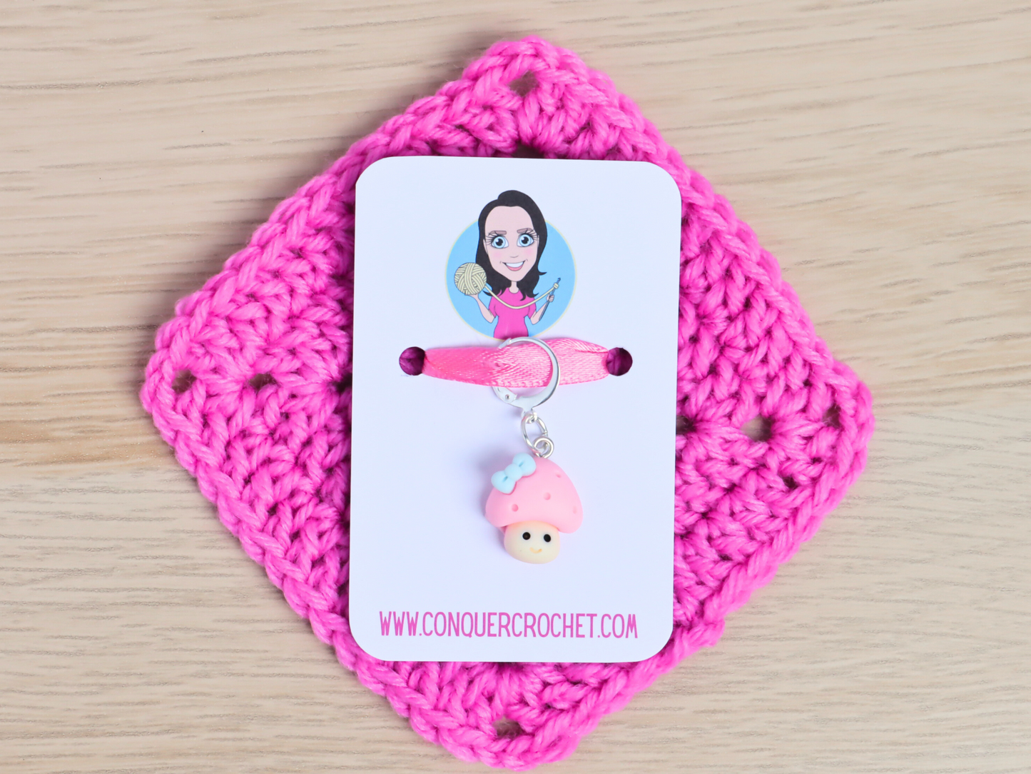 Pink Mushroom Kawaii Stitch Marker